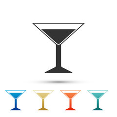 Martini glass icon isolated on white background. Cocktail icon. Wine glass icon. Set elements in color icons. Vector Illustration
