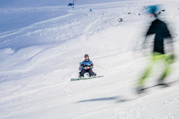 Fototapeta na wymiar skiing in mountains