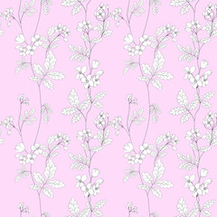 Seamless pattern with celandine (pink)