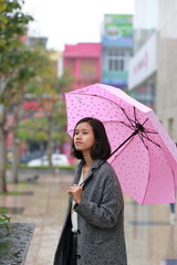 woman walking with an umbrella in the rain