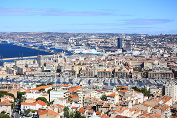 Panoramic view of Marseille and the Vieux Port