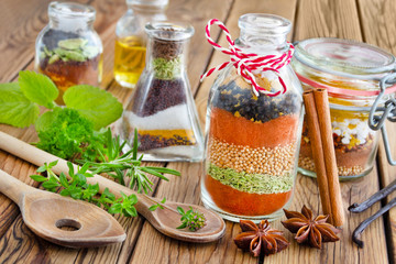 Selection of dried and fresh herbs