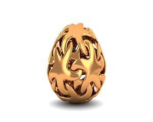 Fototapeta premium Elegant Golden Easter egg decorated with ornaments isolated on a white background