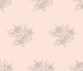 Vector Subtle Seamless Pattern with Drawn Florals