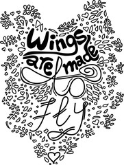 Lettering motivation quote for postcard or poster in black and white