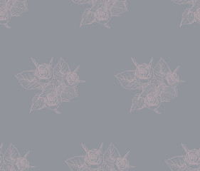 Vector Subtle Seamless Pattern with Drawn Florals