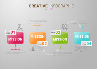 Obraz premium Infographic design template with numbers 4 option for Presentation infographic, Timeline infographics, steps or processes. Vector illustration.