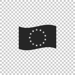 Obraz premium Flag of European Union icon isolated on transparent background. EU circle symbol. Waving EU flag. Flat design. Vector Illustration