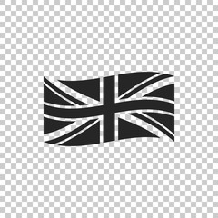 Flag of Great Britain icon isolated on transparent background. UK flag sign. Official United Kingdom flag sign. British symbol. Flat design. Vector Illustration