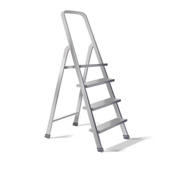 Realistic 3d Detailed Metallic Step Ladder. Vector