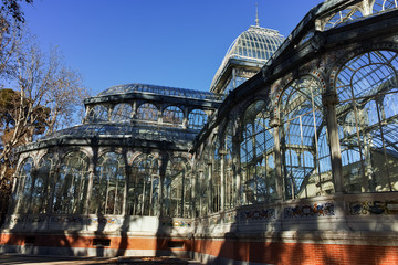 Fototapeta na wymiar Crystal Palace in The Retiro Park in City of Madrid, Spain