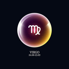 Zodiac sign in luminous ball. Vector Illustration