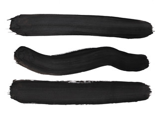 Black abstract watercolor paint brush texture isolated on white background