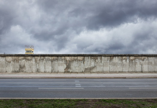 Berlin Wall with watchtower