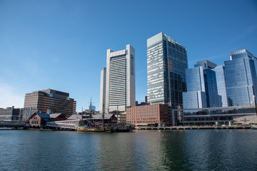 Boston financial district skyline from the Harborwalk - 251173313