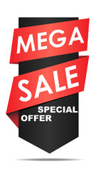Sale banner template design, Mega sale special offer. Vector illustration.