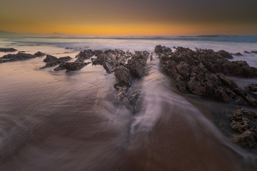 Sunset at Bidart's beach next to Biarritz, Basque Country.	