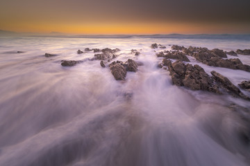 Sunset at Bidart's beach next to Biarritz, Basque Country.	