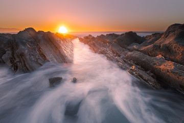Sunset at Bidart's beach next to Biarritz, Basque Country.	