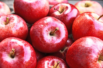 A lot of fresh Royal Red Gala apples in supermarket with full frame.