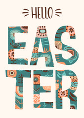 Fototapeta premium Happy Easter. Vector template for card, poster, flyer and other users.