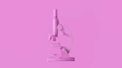 Pink Traditional Microscope 3d illustration 3d render