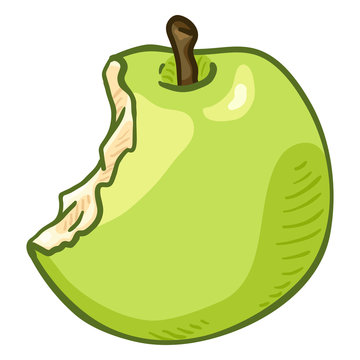 recommend clip art: Vector Cartoon Bitten Green Apple