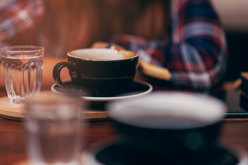 A cup of coffee. Hot coffee.