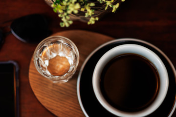 A cup of coffee. Hot coffee.
