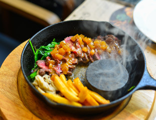 Traditional smoked barbecue wagyu beef