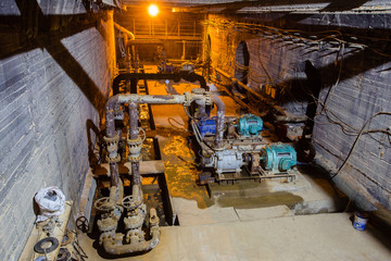 Underground gold ore mine shaft tunnel gallery passage pumping station