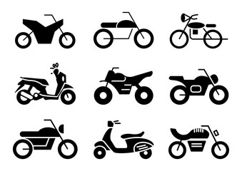 Naklejka premium solid icons set,transportation,Motorcycle,vector illustrations