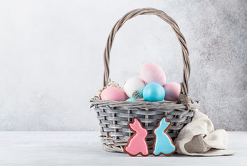 Easter eggs in basket