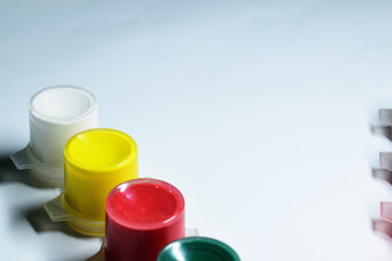 Colorful painting color tube on white background