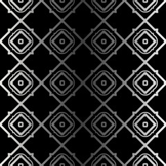 Abstract Repeat Backdrop With Lace Ornament. Seamless Design For Prints, Textile, Decor, Fabric. Super Vector Pattern. Black silver color