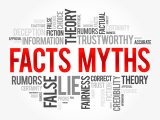 Obraz premium Facts - Myths word cloud collage, concept background