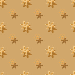 Seamless background pattern with a variety of colored floral motifs.
