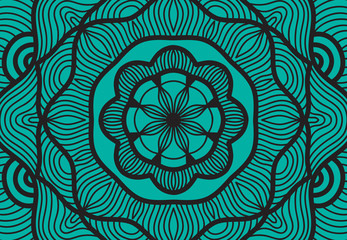 Abstract mandala graphic design and watercolor digital art painting for ancient geometric concept background