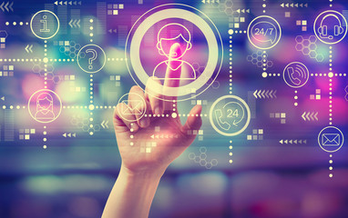 Customer service 24 hours 7 days a week with hand pressing a button