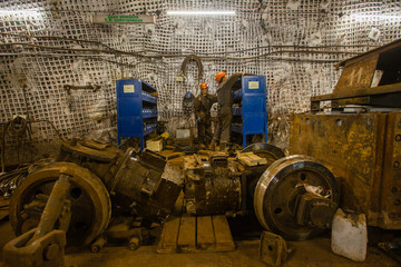 Underground gold ore mine shaft tunnel gallery passage repair room