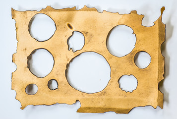 Old paper with burns in a circle