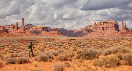 Hiker in Valley of Gods, USA