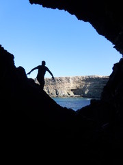 Fuertaventrua, Ajuy, jaskinia, ocean, skały, wspinaczka