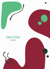 Vector abstact art. Frame made of colorful green, black and purple spots. Simple illustration template with lettering for invitations, cards and other design