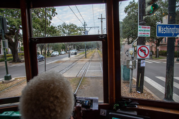 From inside the St. Charles streetcar in NOLA