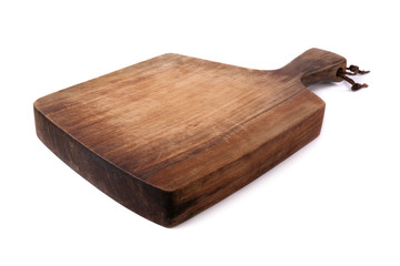 Old wooden cutting board on a white background. - Powered by Adobe