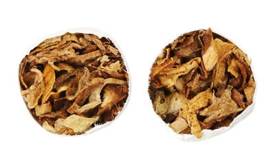 Smoking cigarettes isolated on white, top view