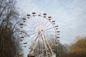 Abandoned amusement park. Ferris wheel not used. Lithuania