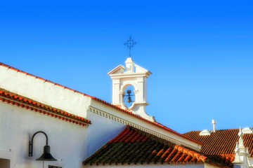 Old catholic church with belfry