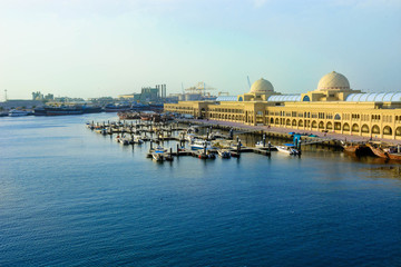 Aerial View of famous tourist sightseeing destination of sharjah